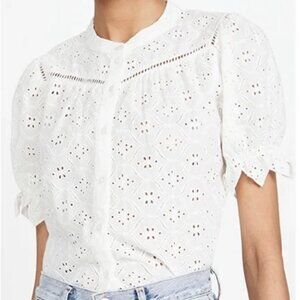 Ba&sh Birkin White Cotton Eyelet Top